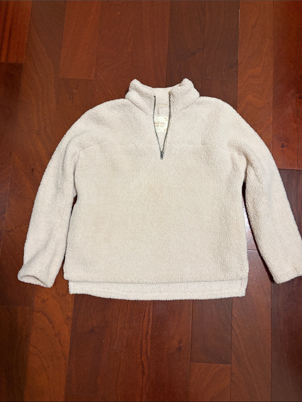 Altar'd State Cream Sherpa Quarter-Zip Pullover
